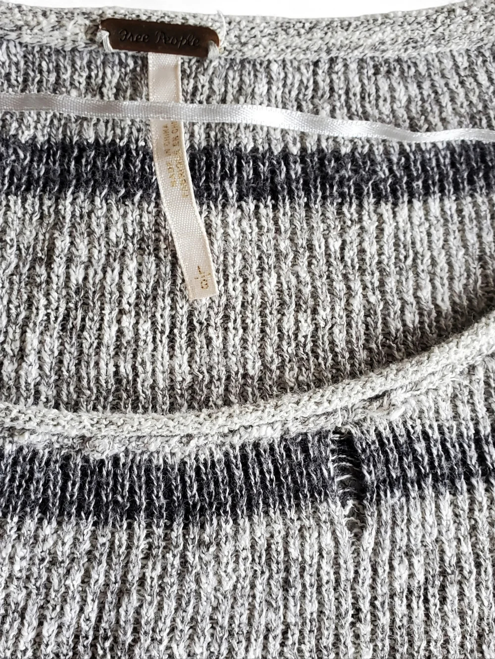 Free People Gray Striped Knit Sweater Large